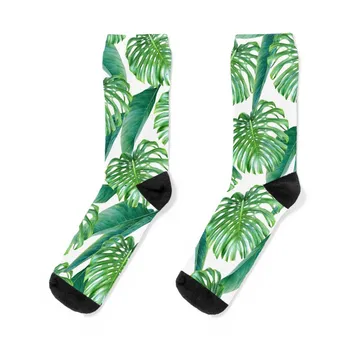 Зелени тропически листа VI Чорапи Щастливи чорапи Чорапи за катерене Аниме чорапи Чорапи Момиче Мъжки