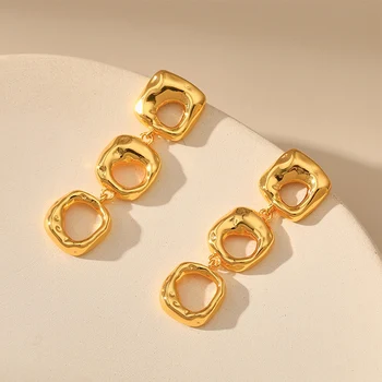 Златно покритие метална капка жени модни обеци елегантни парти подаръци геометрични бижута виси изящни аксесоари RG0211
