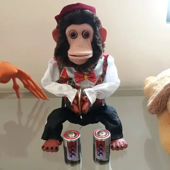 Известен мулти-екшън, забавен цимбал играе симулация маймуна шимпанзето реколта електронни плюшени декорация играчка оригинален източник
