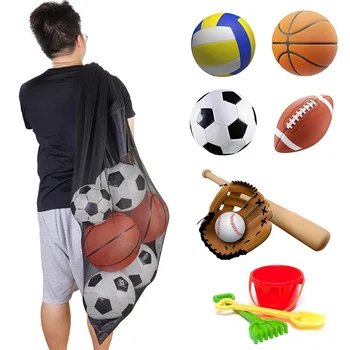 Изключително големи чанти с шнур с джоб с цип Аксесоари за провеждане на баскетболна футболна мрежа Socce топка чанта