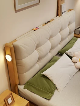 Изработено по поръчка легло от масивно дърво модерен прост крем вятър 1.8 родителска спалня 2m x2 m голямо легло Nordic cloud soft bag двойно легло за съхранение