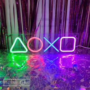Икона на играта Неонова знакова светлина LED стена висяща атмосфера Нощни светлини за игрална зала KTV бар декорация Празнични подаръци Неонова лампа USB