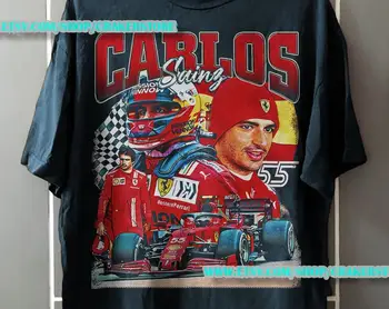 Карлос Сайнц риза Формула 1 риза класически 90-те графичен чай унисекс реколта контрабанда подарък ретро CRK10F