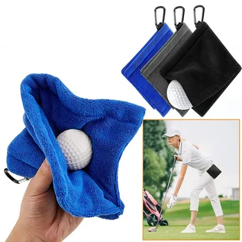 квадратна микрофибърна кърпа за почистване на топка за голф с карабинер кука Почистващ препарат за абсорбиране на вода Голф клуб за почистване на кърпа за избърсване на главата