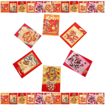 Китайска Нова година Късметлийски червени пликове HongBao Годината на драконовия късмет Парични пликове Китайска Нова година Червени пликове