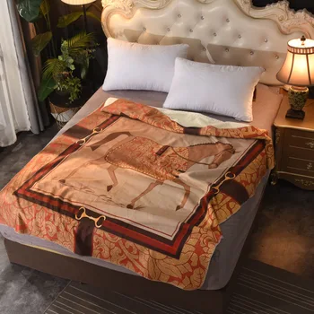 Класически конски модел агнешко кадифе одеяло за хол офис кола отдих легло лагер диван деца пътуване