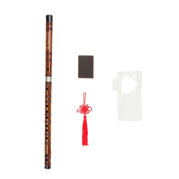 Ключ на F / D / E / G / C флейта горчив бамбук Dizi традиционен китайски ръчно изработен дървен духов инструмент с чанта за съхранение китайски възел