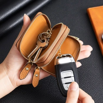  кожена монета чанта портфейл, мини двоен слой торбичка притежател на карта за мъже жени цип ключ случай чанта торбичка H9EE