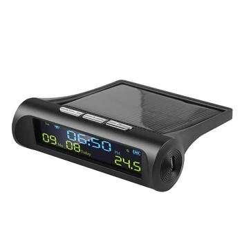  кола слънчева цифров часовник с LCD време дата в колата температура дисплей за външна лична кола част декорация