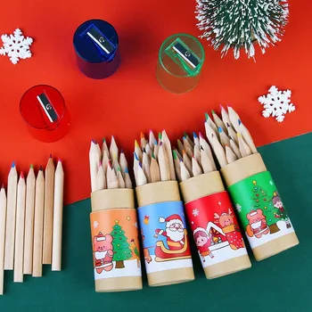Коледа 12 цветен молив пастел за деца Kawaii училищни пособия цветни моливи комплект за възрастни ученик скица деца подаръци