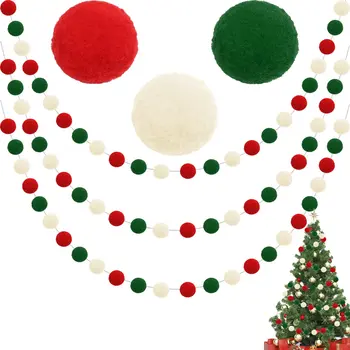 Коледа филц топка гирлянда,сладък висящи филц топка помпон мъниста низ банер Венец за Holloween Коледа рожден ден доставки
