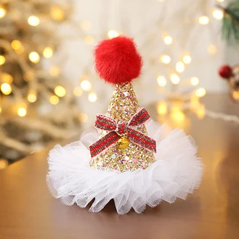 Коледен стил шапка клип с камбани Коледа цветни коса артефакт аксесоари за коса млади момичета сладък аксесоар за коса UND продажба