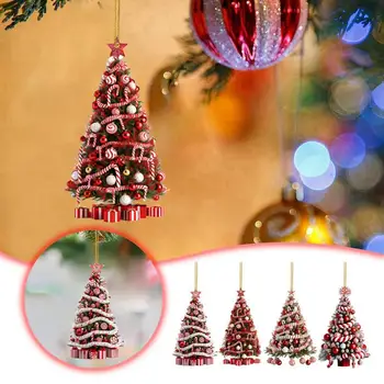 Коледно дърво висулка акрилни коледно дърво орнамент Коледа топки подарък кутия бонбони тръстика звезда дизайн прозорец стена висящи кола