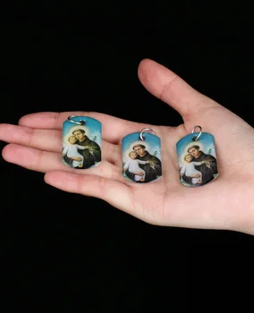 Котвот 3бр Свети Антоний от Падуа държи младенеца Исус Религиозна икона висулка DIY ключодържатели Ключодържатели Части за изработка на бижута