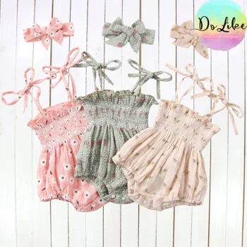 Красива цветна малка момиченце деца ританки органичен памук лято цъфти цвете печат дрехи за бебе