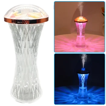 Кристална настолна лампа с овлажнители 7-цветен променящ се ослепителен овлажнител за нощна светлина 320ml диамантена нощна лампа приятелка подарък