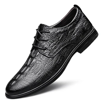 Крокодил естествена кожа мъже дантела нагоре ежедневни обувки мода елегантен лукс естествена кожа открит обувки нов zapatos де hombre