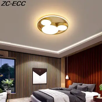 Кръгла LED таванна светлина за детска стая Творчески димируем таван полилей спалня кухня проучване черно/злато таван лампа