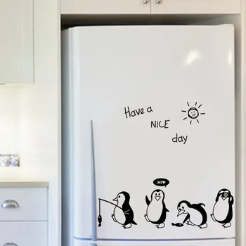 Кухненски хладилник стена стикери изкуство havea хубав ден сладък пингвин стена стикери декорация тапет лепило като за детски стаи декор