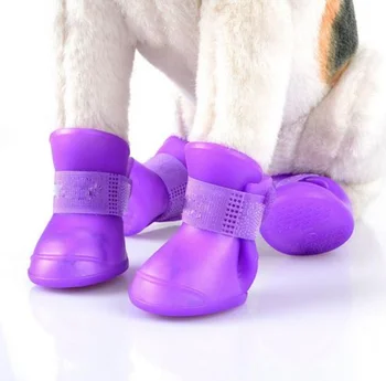 Кучешки обувки за малки кучета Летни ежедневни силиконови водоустойчиви обувки за дъжд Продукти за домашни любимци Обувки за домашни любимци Антихлъзгащи модни обувки за сладко куче S-XL