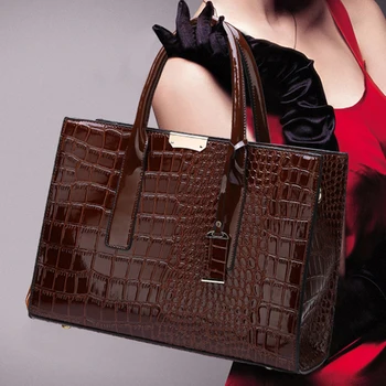 Лачена кожа Дамски чанти за пратеници Крокодил женски кръстосано тяло рамо ръчни чанти за жени 2022 Висококачествени дамски чанти