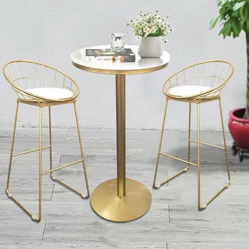 лек луксозен бар стол висок стол прост златен ковано желязо бар стол злато стол модерен стол за хранене отдих облегалка столове