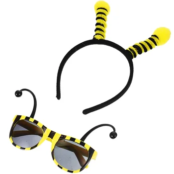Лента за глава Възрастни Пчелни слънчеви очила Шапки Парти консумативи Cosplay лента за коса костюм карикатура шапки и стъклени пчелни очила