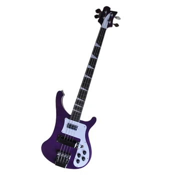 лилав цвят 4 струни електрическа бас китара с пламък кленов връх, оферта персонализиране