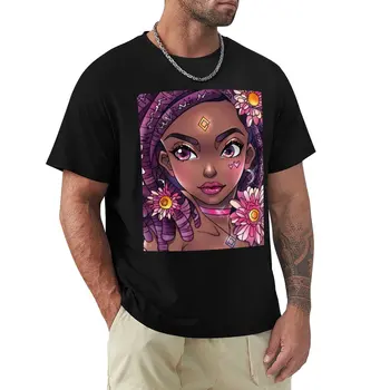 Лилаво коси черно момиче тениска върхове тежка категория дизайнер тениска мъже