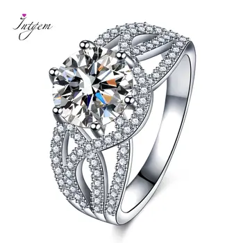 Луксозен кристал преплетени 5 карата циркон пръстен високо качество кухи годежни диамантен пръстен сватба годишнина бижута подарък