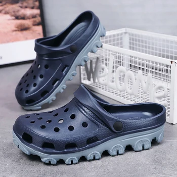 лято гумени сандали мъже сабо градински обувки размер мъж запушване плажни обувки голям широк крак Zapatos Hombre сандали за мъже