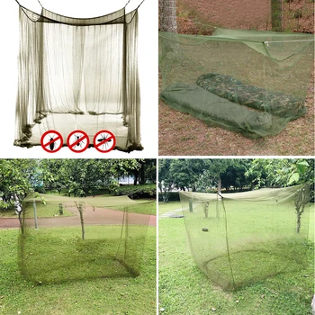 Лято Единична мрежа против комари Лека преносима сгъваема насекоми Bug Mosquito Canopy Netting Sleeping Mesh Tent Army Green Outdoor