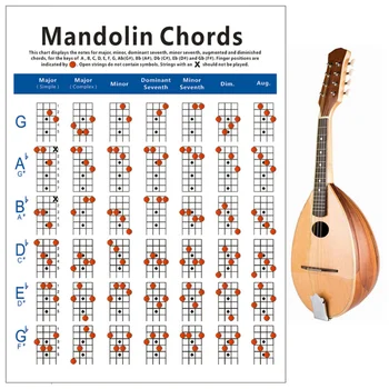 Мандолина Fretboard Chart Обща информация плакат практика диаграма обучение ръководство за инструмент мандолина малък