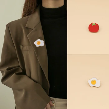 Маншет яка игла против бездомни светлина емайл етикет щифтове жена чанта значки доматена брошка художник бижута риза брошка