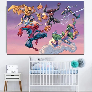 Марвел Отмъстителите Комикси Супергерой небе стена изкуство печат платно живопис плакати и отпечатъци Cuadros за хол спалня декор