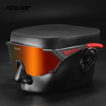 Марка KDEAM Много готини червени и черни мъже поляризирани слънчеви очила класически непревземаем TR90 рамка мъжки открит велосипед спортни очила