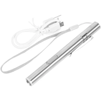 Медицинска сестра писалка светлина зъболекар медицински удобен USB акумулаторна мини LED фенерче от неръждаема стомана за студенти по медицина лекари