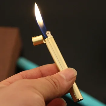 Мини компактна запалка с открит пламък Без огън бутан газ метал цигарена форма шлифовъчни запалки Аксесоари за пушене Сладурана
