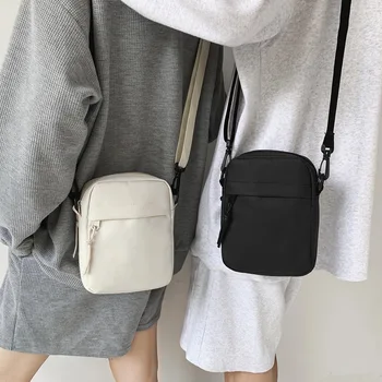 Мини платно Crossbody чанти за жени мъже малки чанти рамо пратеник чанта корейски момиче момче студент клапа телефон чанта портмонета
