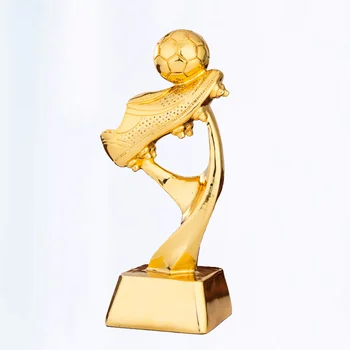 Мини смола футбол трофей покритие футболен мач награда играчка с база за училище детска градина (златен)