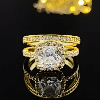 мода златен цвят сребърен цвят булка сватбен пръстен комплект за жени булка годежни ленти вечност коледен подарък бижута R4828