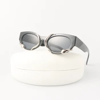 Мода котка око слънчеви очила жена марка дизайнер реколта слънчеви очила женски луксозни желе цвят огледало малка рамка Oculos де Сол