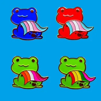 Моден емайл бисексуален флаг жаба брошка щифт сладък метал животински брошки значка ЛГБТ гордост бижута аксесоари