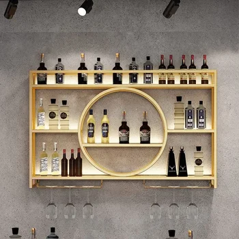 Модерен ковано желязо стенен бар вино шкафове за хол дисплей кабинет минималистичен бар мебели бар зала витрина