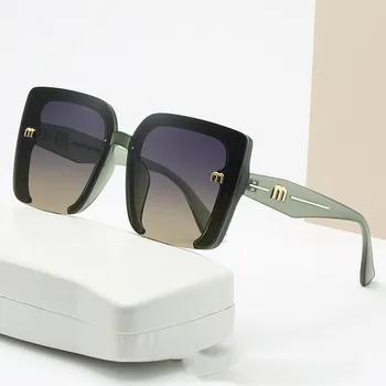 Модерни слънчеви очила за рязане на диаманти за жени 2023 Rimless Square лъскави слънчеви очила Fashion Street Shot Елегантна марка за дамски очила
