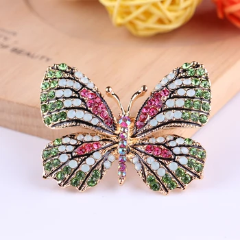 Модни цветни изящни брошки пеперуди за жени Луксозен дизайн рокля облекло аксесоари кристал животински брошка щифтове