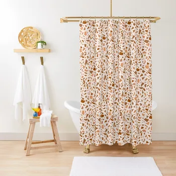 Мозайка модел теракота бежов душ завеса луксозна баня баня декор баня за душ завеса