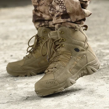 Мъжки военен ботуш Бойни мотовелосипедни ботуши Мъжки ботуш до глезена Тактически голям размер 46 Армия Boot Мъжки обувки за безопасност на работното място Zapatos Hombre