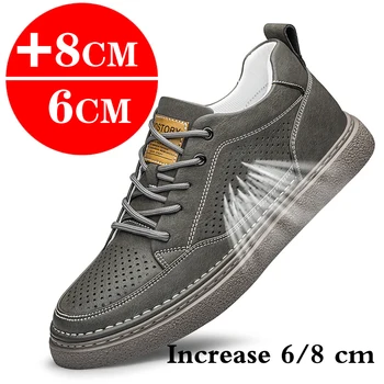 Мъжки маратонки Асансьорни обувки Скрити токчета Кухи дишащи повишаващи обувки за мъж 6CM 8CM Увеличете случайни спортни обувки за височина