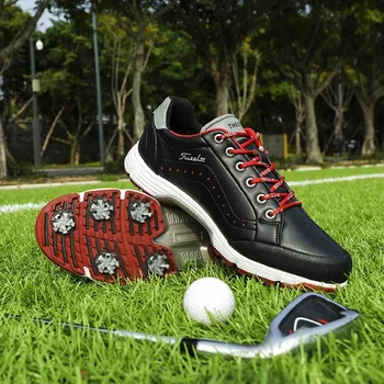 Мъжки обувки за голф Кожени професионални тренировъчни маратонки за голф Мъжки водоустойчиви дишащи BOA Spin Buckle спортни ежедневни обувки